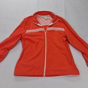 Unbranded Track Jacket Womens Medium Orange Full Zip Mesh Trim EUC